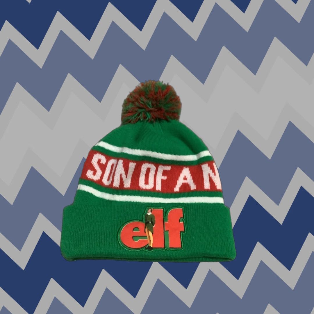 Vintage Elf Beanie Mens Green Christmas Stocking Cap Hat Adult One Size Size ONE SIZE - 1 Thumbnail