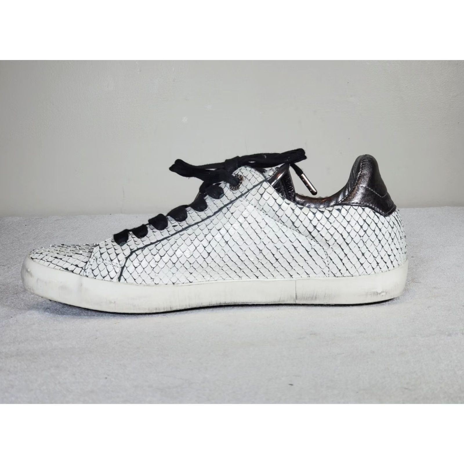 Zadig & Voltaire Zadig & Voltaire Neo Keith Flash Low Top Sneakers White Snakeskin Women's US 9 Size M / US 6-8 / IT 42-44 - 3 Thumbnail