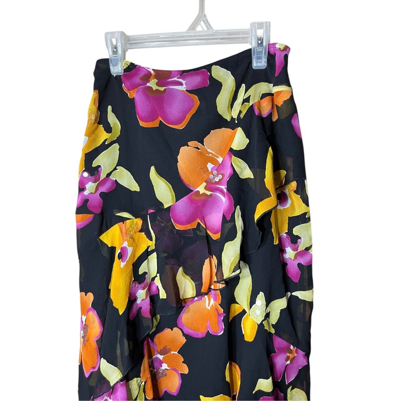 Jones New York Vintage Jones New York 100% Silk Skirt Layered Sequin Floral Size 26" / US 2 / IT 38 - 2 Thumbnail