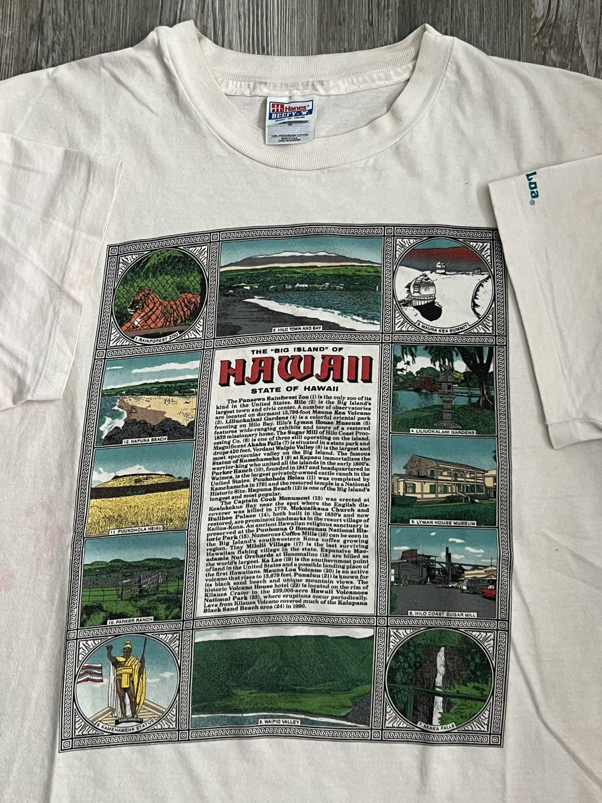 Vintage 1992 Single Stitch Hawaii History Vintage Art Tourist Tee Size US XL / EU 56 / 4 - 1 Thumbnail