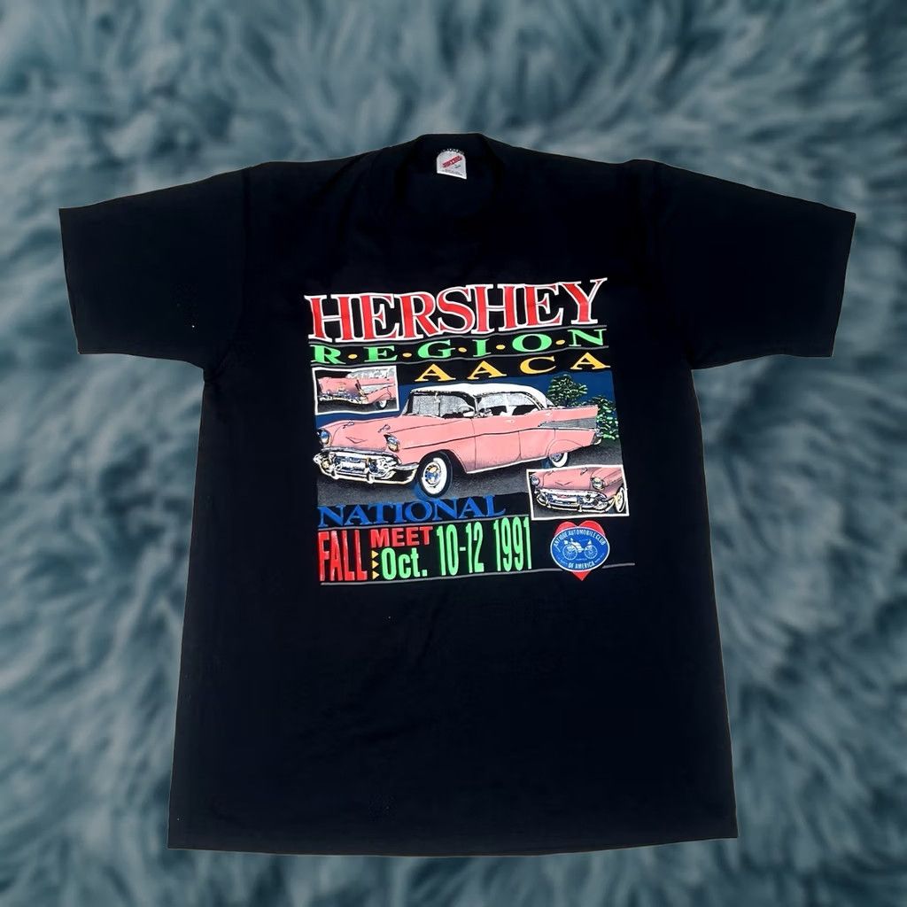 Jerzees VINTAGE 1991 Hershey National Car Show Meet Tshirt Single Stitch Made In Usa L Men Black Shirt USA 90s Cars Mens L Size US L / EU 52-54 / 3 - 1 Thumbnail