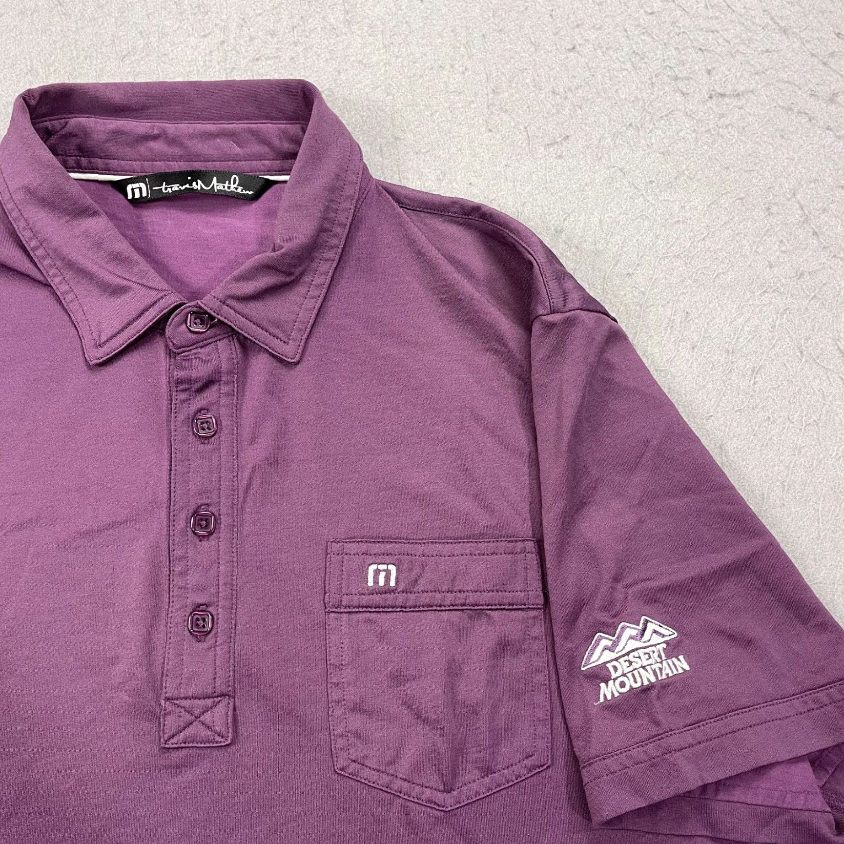 TravisMathew Desert Mountain Polo Shirt Mens Large Purple Travis Mathew Cotton Blend Golf Polo shirt Mens L Purple Travis Mathew Golf Shirt Size US L / EU 52-54 / 3 - 2 Thumbnail