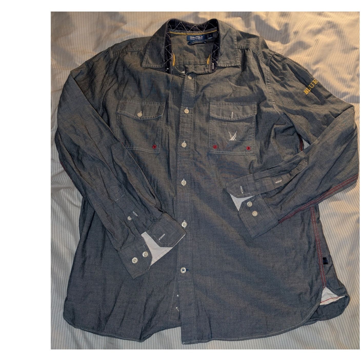 Nautica Nautica Blue Sail Chambray Button down Shirt Size Large Size US L / EU 52-54 / 3 - 1 Thumbnail