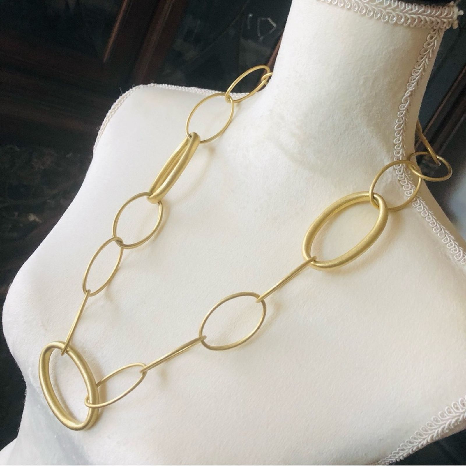 Jewelry Matte gold tone open ring necklace Size ONE SIZE - 4 Thumbnail