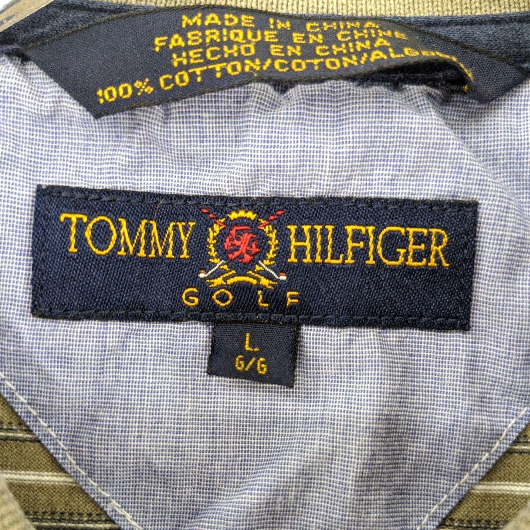 Tommy Hilfiger VINTAGE Tommy Hilfiger Golf Polo Shirt Mens Large Striped 90s Polo Shirt Golf Size US L / EU 52-54 / 3 - 7 Thumbnail