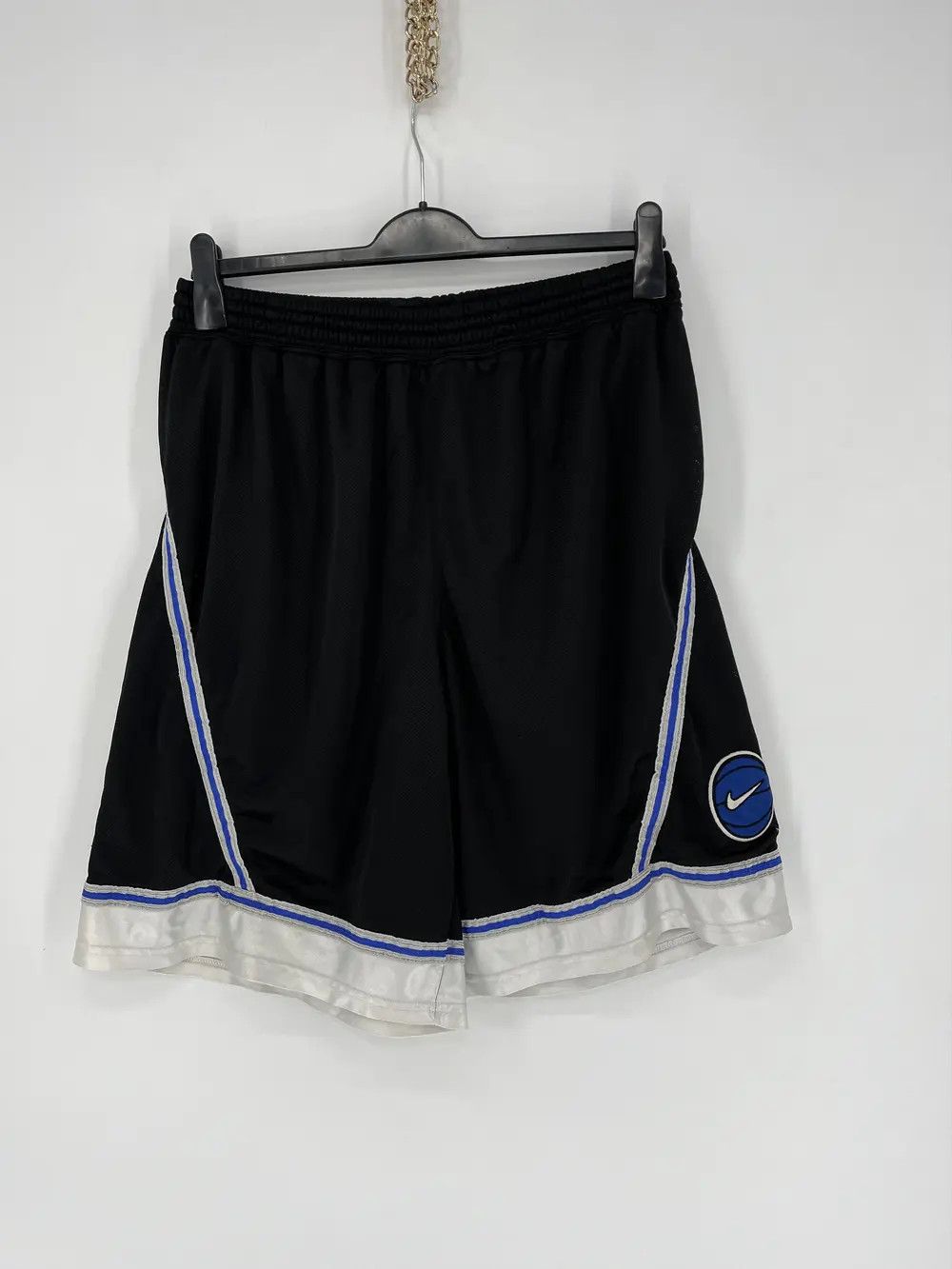 NBA × Nike × Vintage 90s Vintage Nike Black Nylon Mini Swoosh Shorts Travis Style Size US 42 / EU 58 - 5 Thumbnail