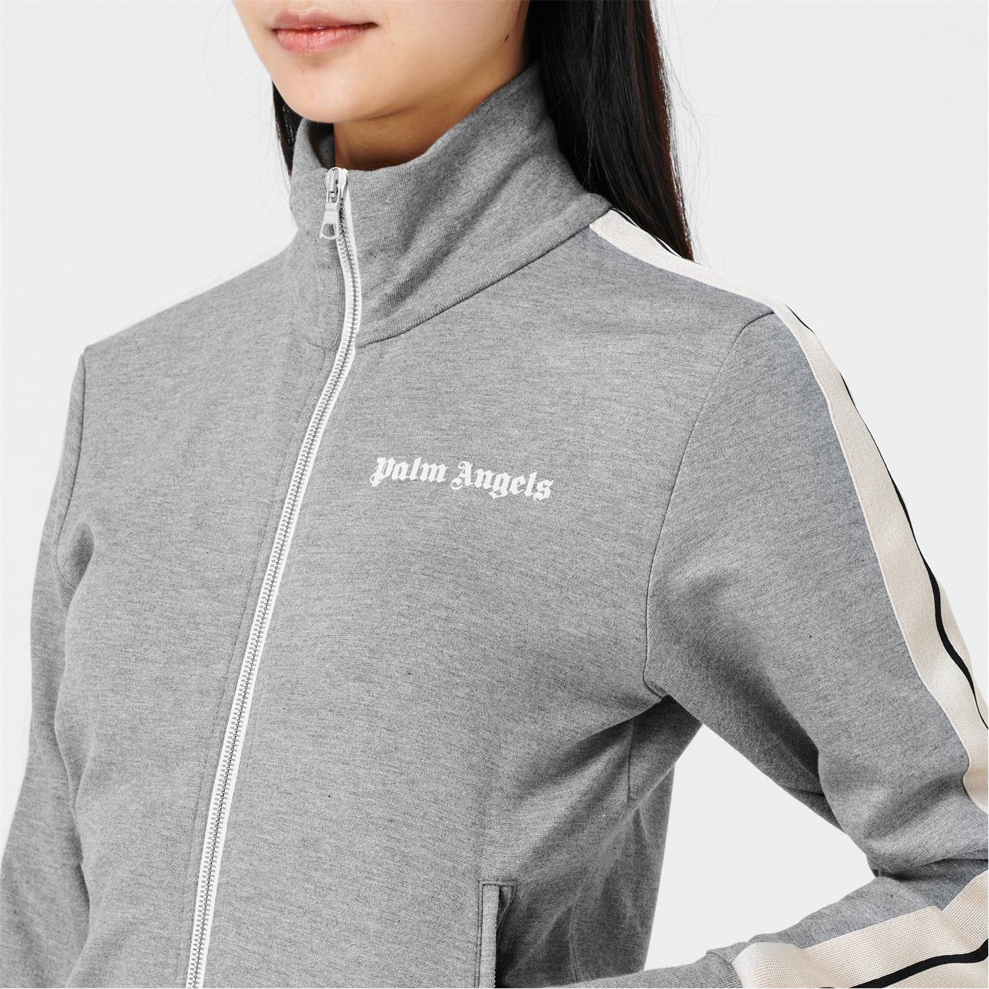 Palm Angels o1g2r1mq0325 Track Zip Jacket in Grey & White Size S / US 4 / IT 40 - 6 Thumbnail