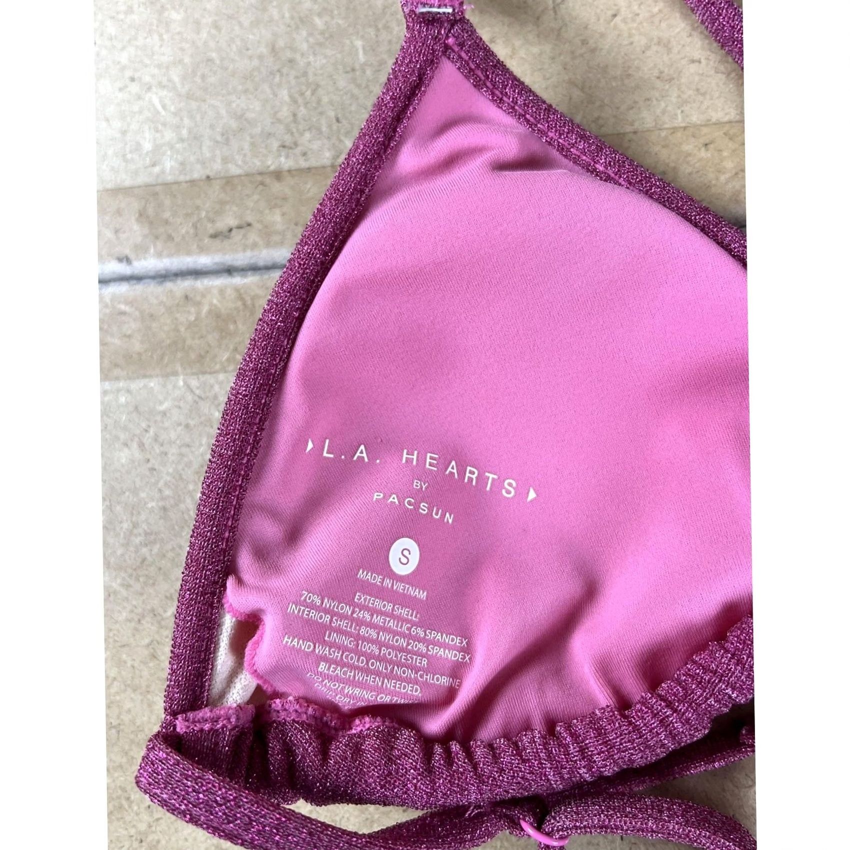 Vintage L.A. Hearts by PacSun Bra Womens S Pink Bralette Hook & Eye Adjustable Size ONE SIZE - 3 Thumbnail