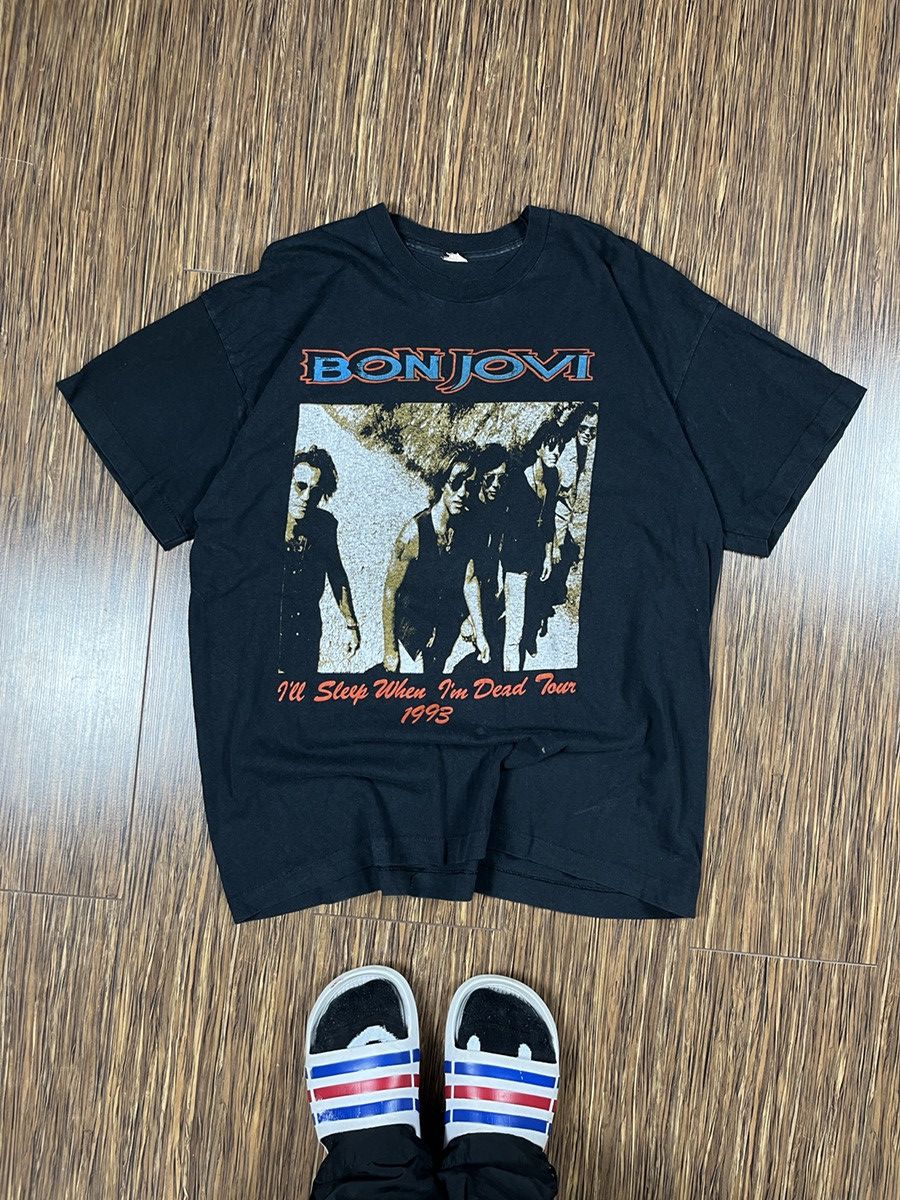 image of Band Tees x Bon Jovi Vintage Bon Jovi 1993 Tour Band T-Shirt Keep The Faith in Black (Size XL)