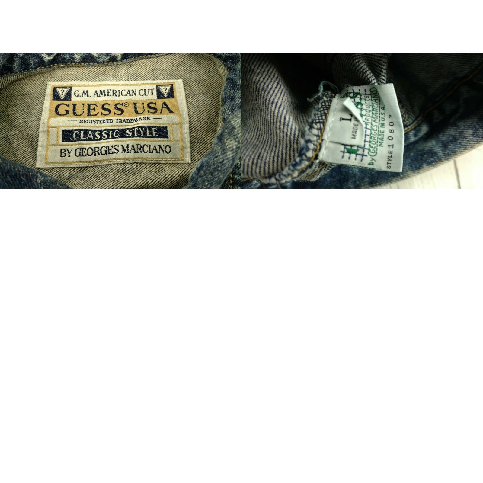 Guess VINTAGE GUESS Jeans Jacket Denim Trucker Dark Acid Wash 80s 90s Men’s Large Blue Size US 33 - 8 Thumbnail