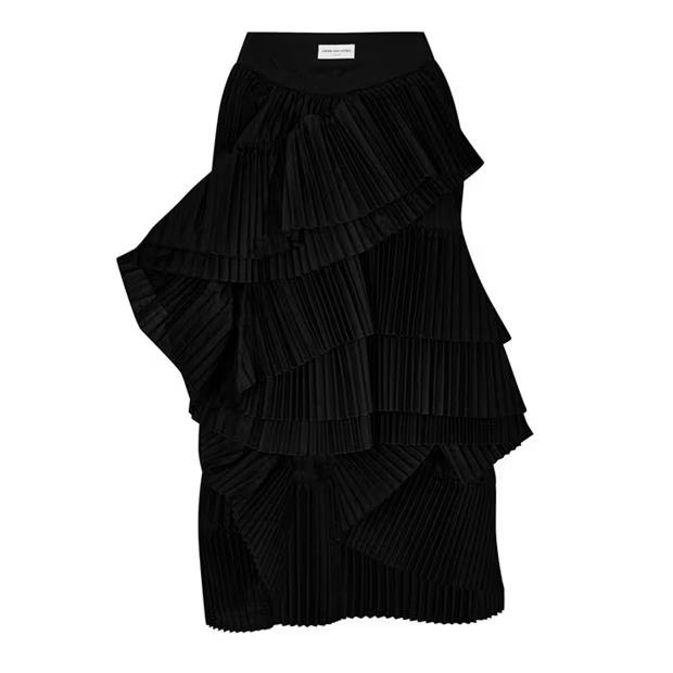 Dries Van Noten o1g2r1mq1024 Midi Skirt in Black Size 27" / US 4 / IT 40 - 1 Thumbnail
