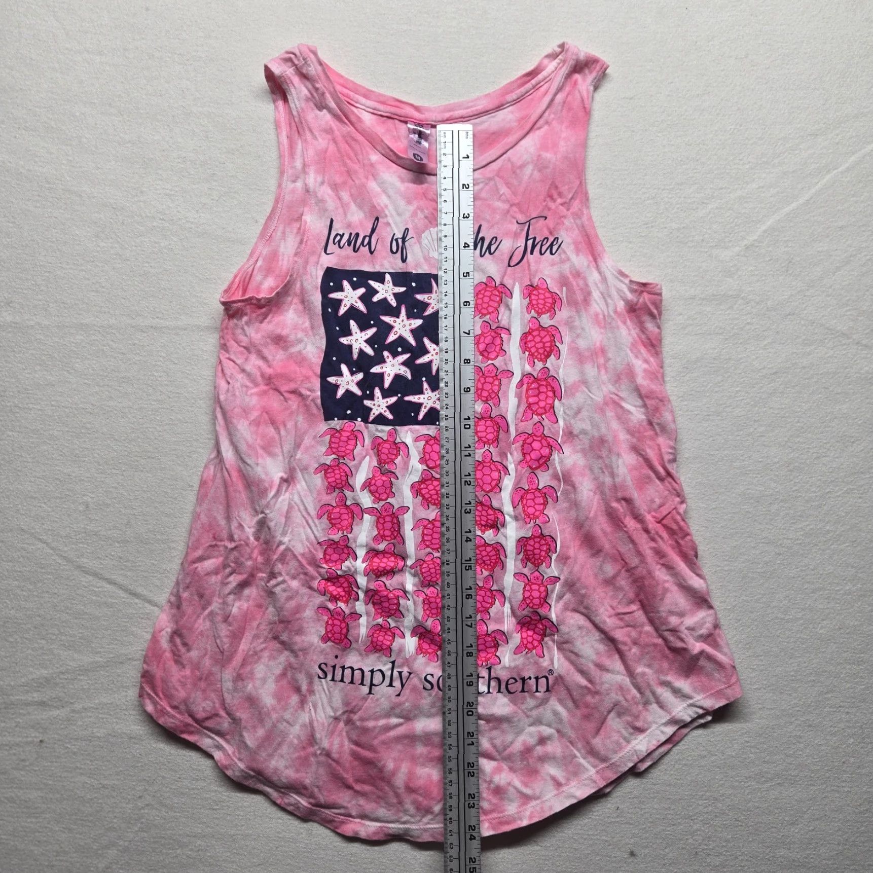 Vintage Simply Southern Shirt Tank Top Women M Land Of The Free Tie Dye Pink Lake Casual Size M / US 6-8 / IT 42-44 - 6 Thumbnail