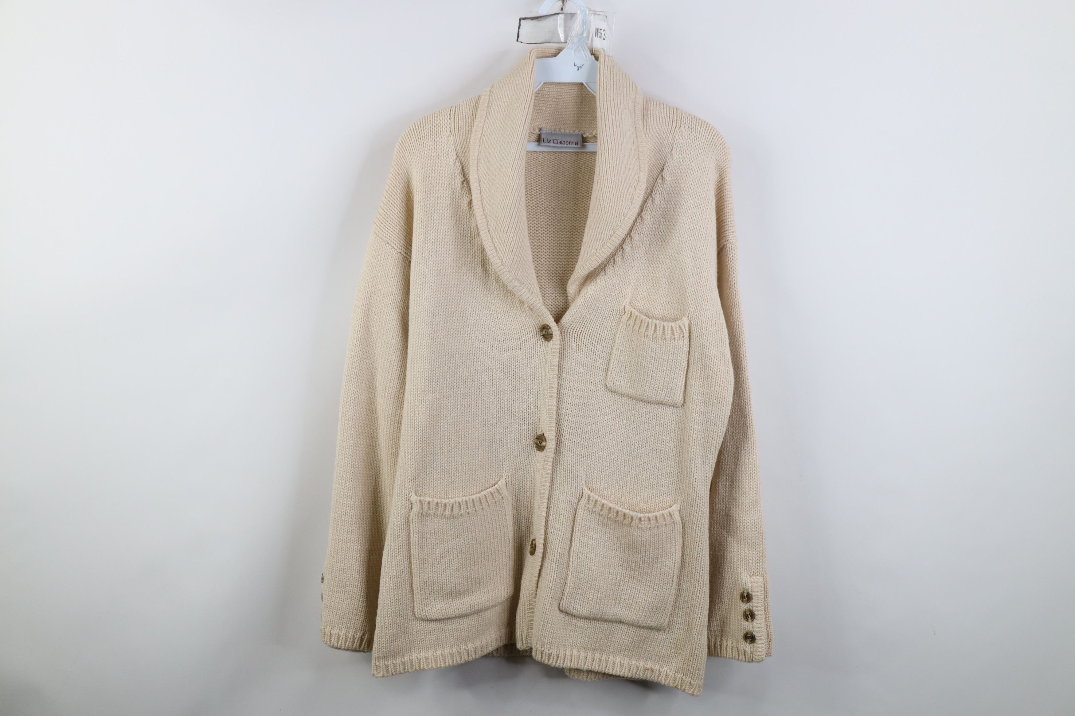 Vintage Vintage 90s Streetwear Blend Knit Shawl Cardigan Sweater Size L / US 10 / IT 46 - 1 Thumbnail