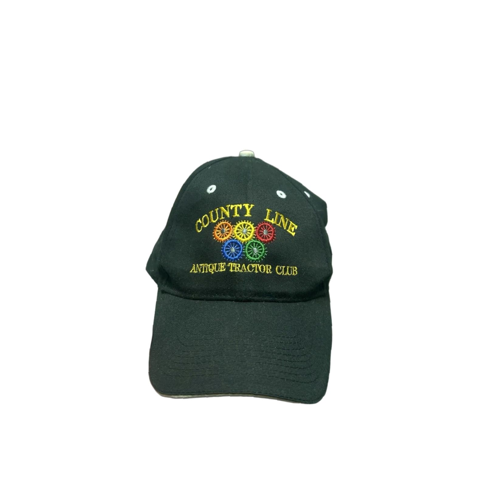 Vintage VINTAGE Line Strapback Hat Cap County Line Antique Tractor Club Adjustable Black Men Baseball Cap Adjustable Mens Size ONE SIZE - 1 Thumbnail