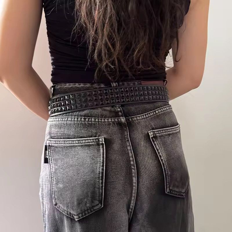 Vintage Y2K emo scene Black on black Studded Belt unisex accessory Size ONE SIZE - 3 Thumbnail