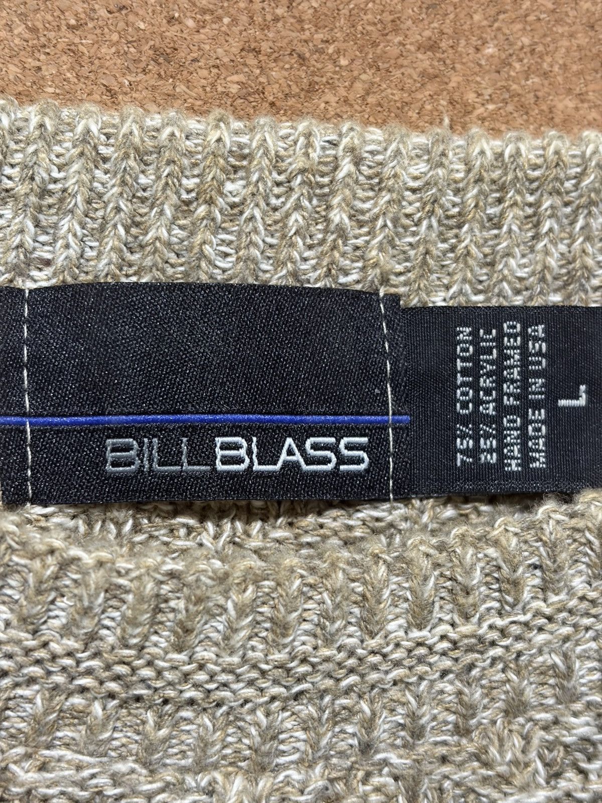 Bill Blass Bill Blass Sweater Beige Herringbone Knit Crewneck Size US L / EU 52-54 / 3 - 5 Thumbnail