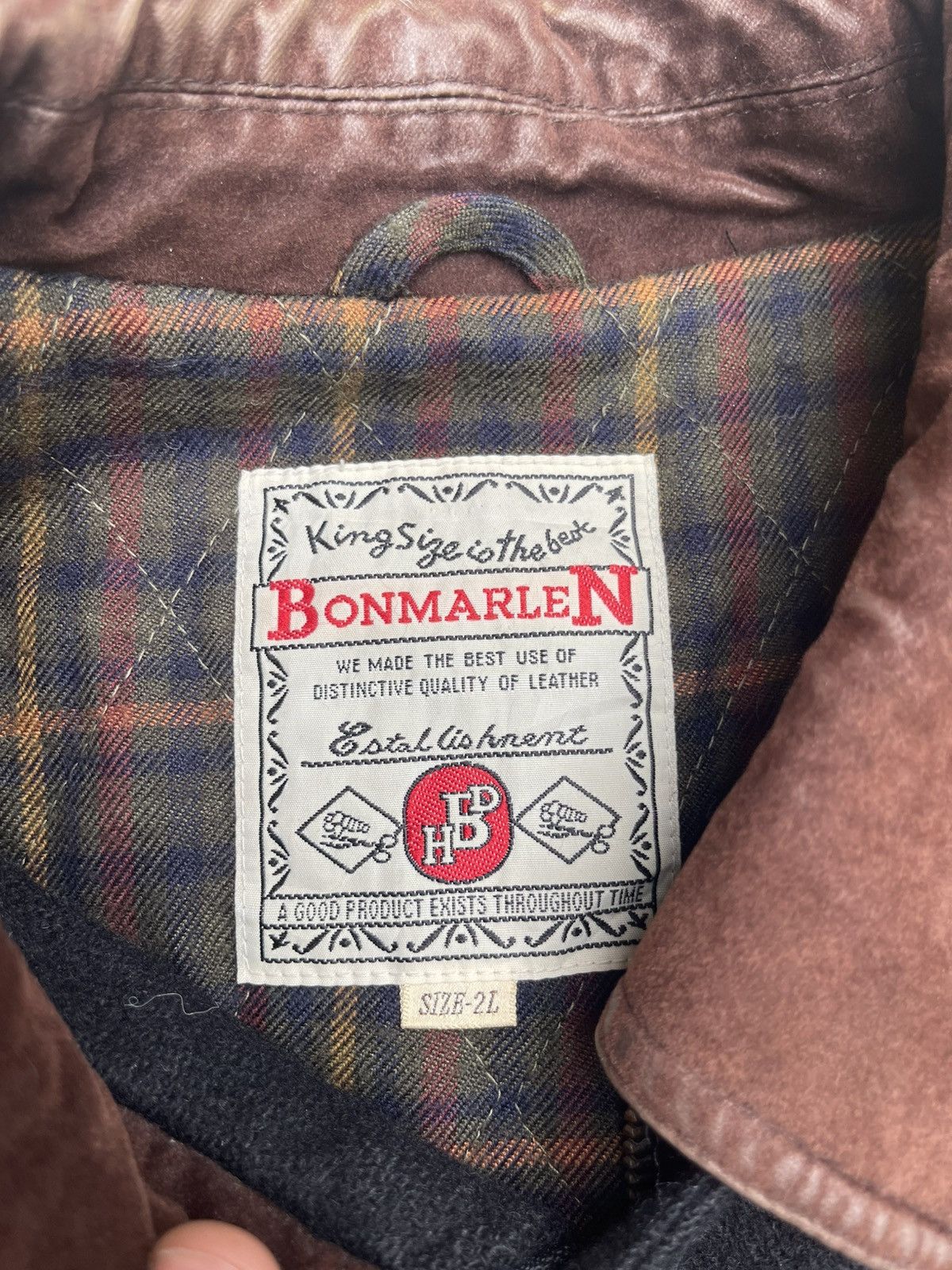 Japanese Brand × Other × Vintage Vintage Bonmarlen Wool Hunting Jacket Leather collar Size US XL / EU 56 / 4 - 3 Thumbnail