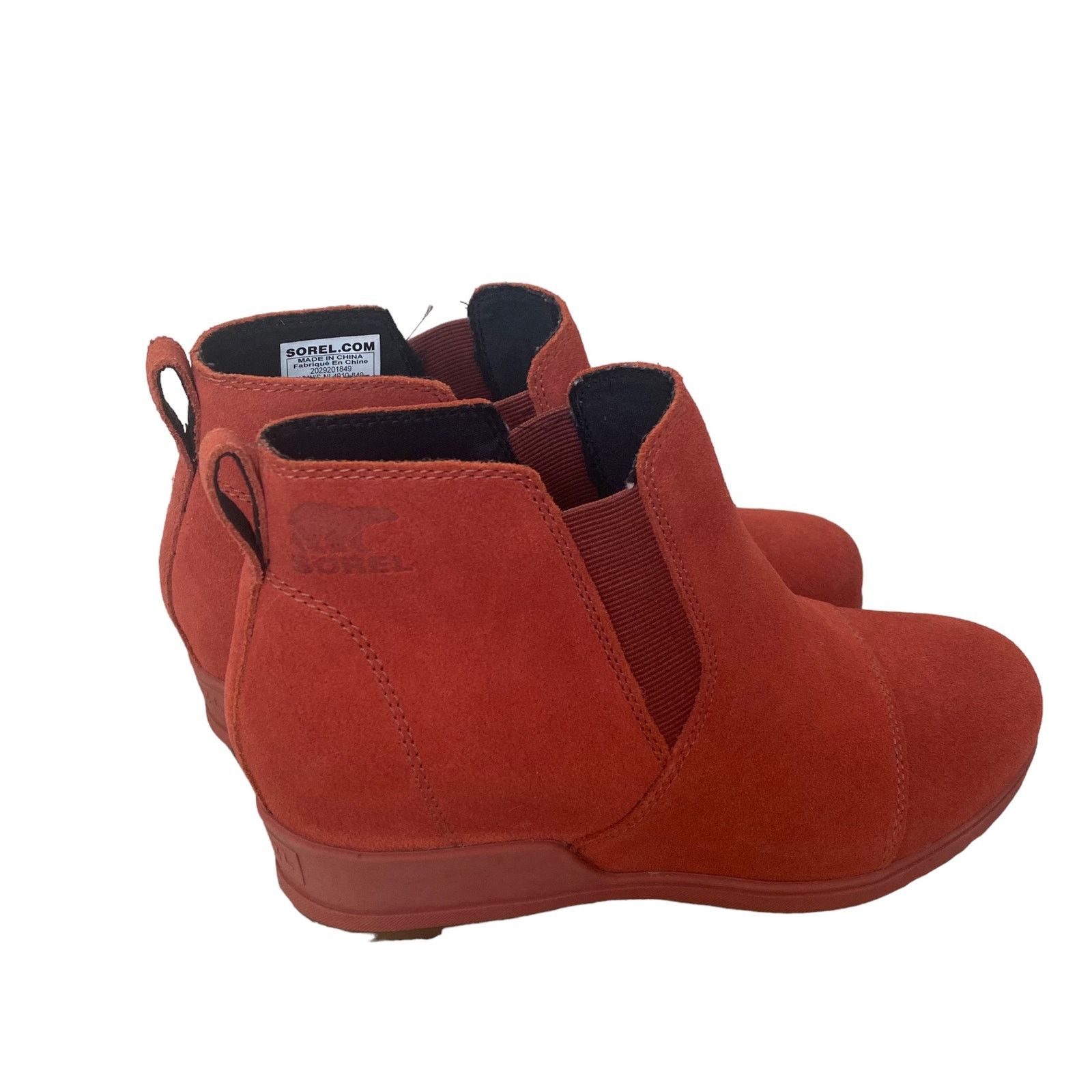 SOREL SOREL Suede Leather Evie Pull On Wedge Ankle Bootie WARP RED Size US 9.5 / IT 39.5 - 5 Thumbnail