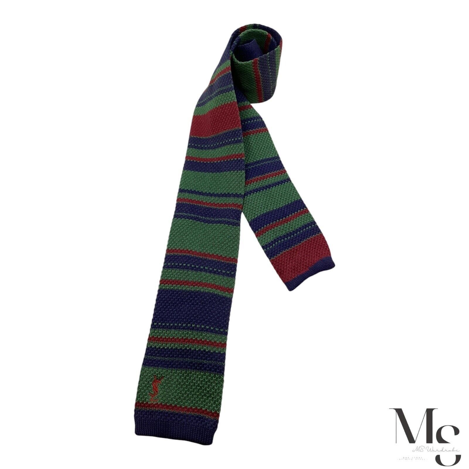 Yves Saint Laurent YVES SAINT LAURENT Blue Burgundy & Green Horizontal Stripd S Size ONE SIZE - 1 Thumbnail