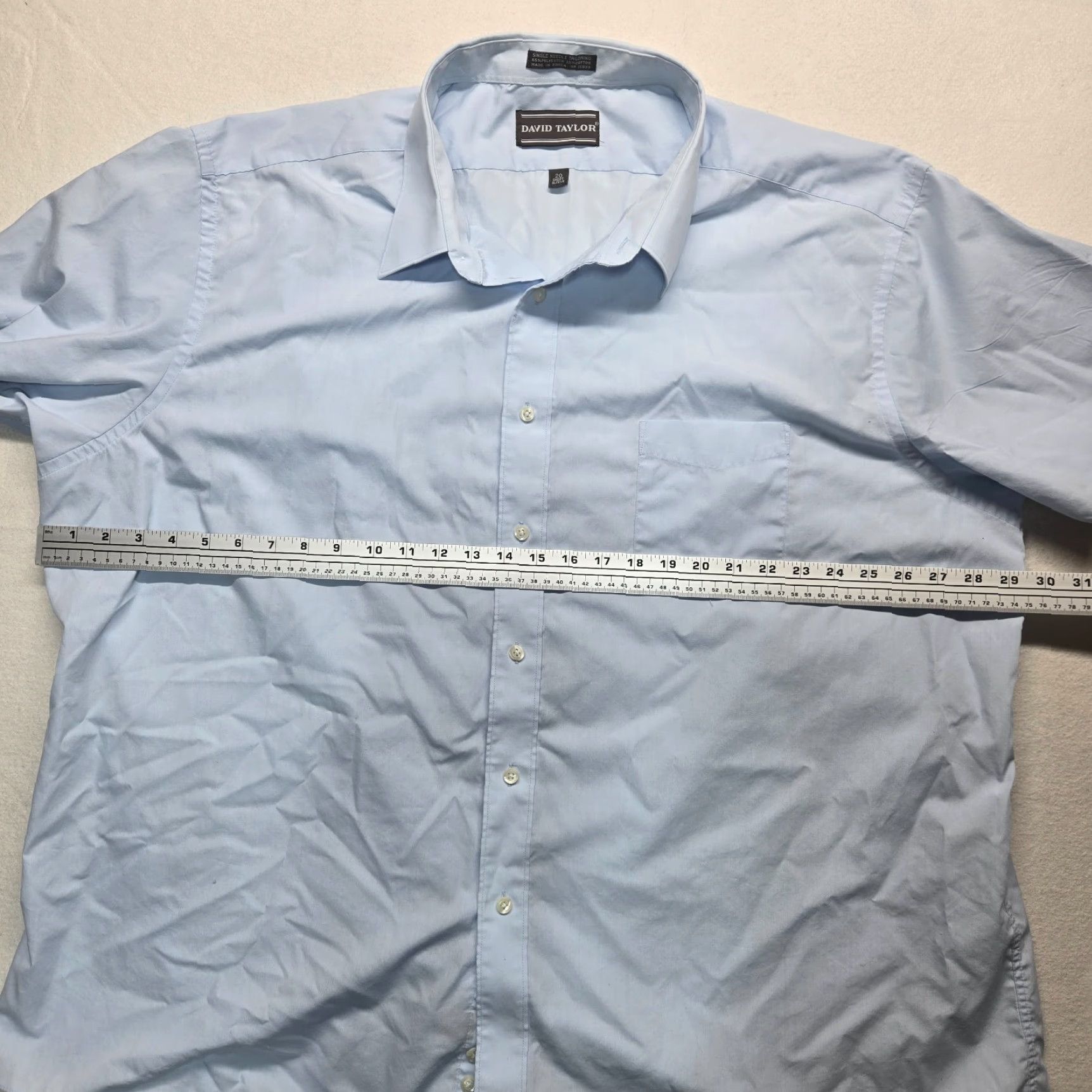 Vintage VINTAGE David Taylor Big & Tall Oxford Shirt Light Blue Button-Down Adult Mens 20 Dress Shirt Short Sleeve Size US XXL / EU 58 / 5 - 4 Thumbnail