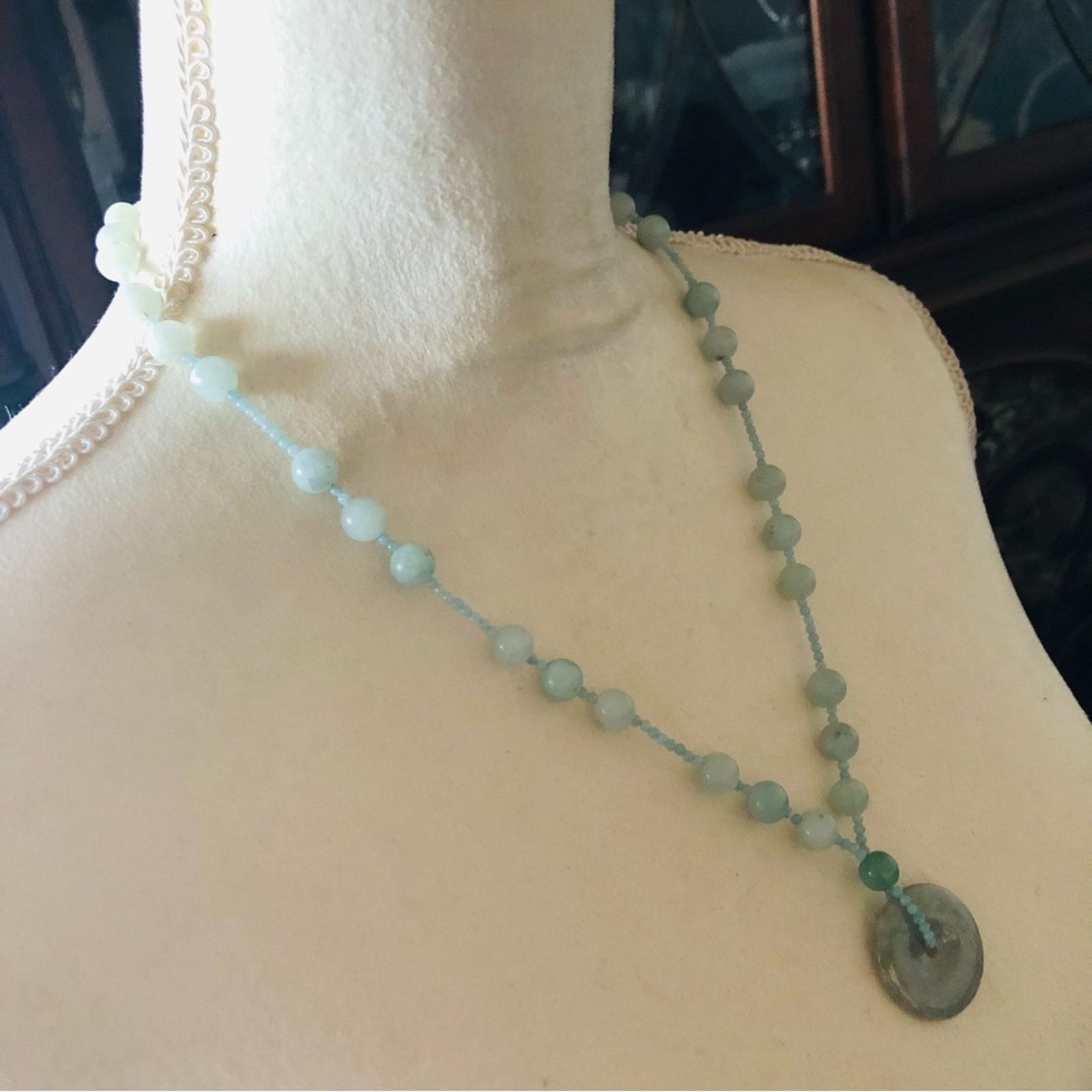 Handmade Hand crafted jadeite stone beaded 925 toggle clasp necklace Size ONE SIZE - 3 Thumbnail