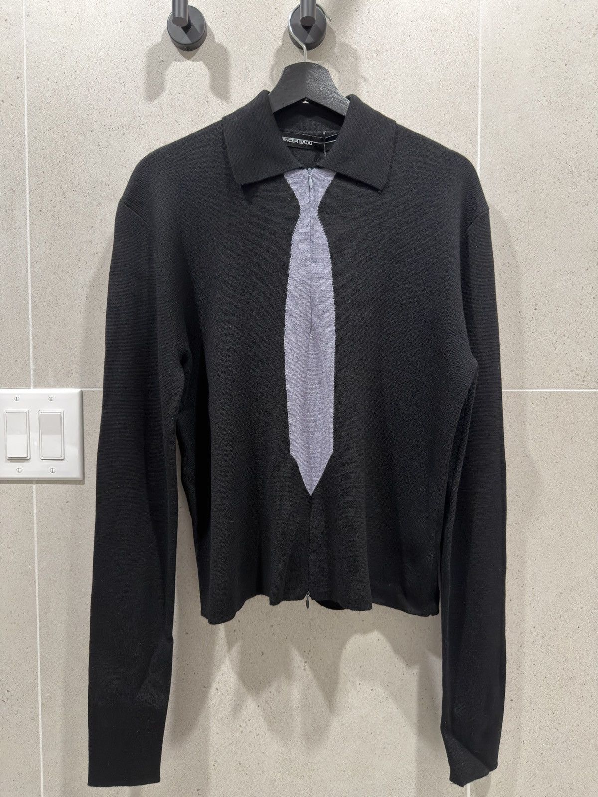 SPENCER BADU Spencer Badu Knitted Tie Shirt Black Size US M / EU 48-50 / 2 - 1 Thumbnail