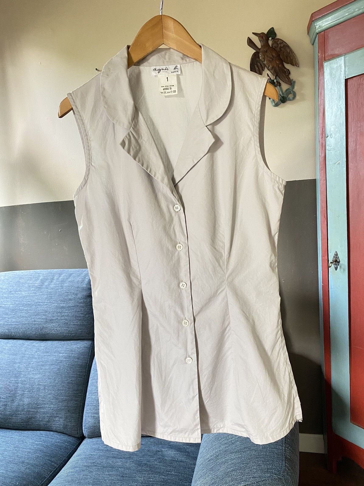 agnes b. agnes b. PARIS Gray Sleeveless Button Shirt Size XS / US 0-2 / IT 36-38 - 4 Thumbnail
