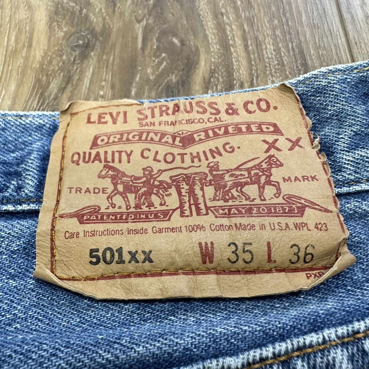 Levi's Vtg 90s Levi’s 501xx STF Jeans USA Tag 35x36 (Actual 32x31) Size US 32 / EU 48 - 4 Thumbnail
