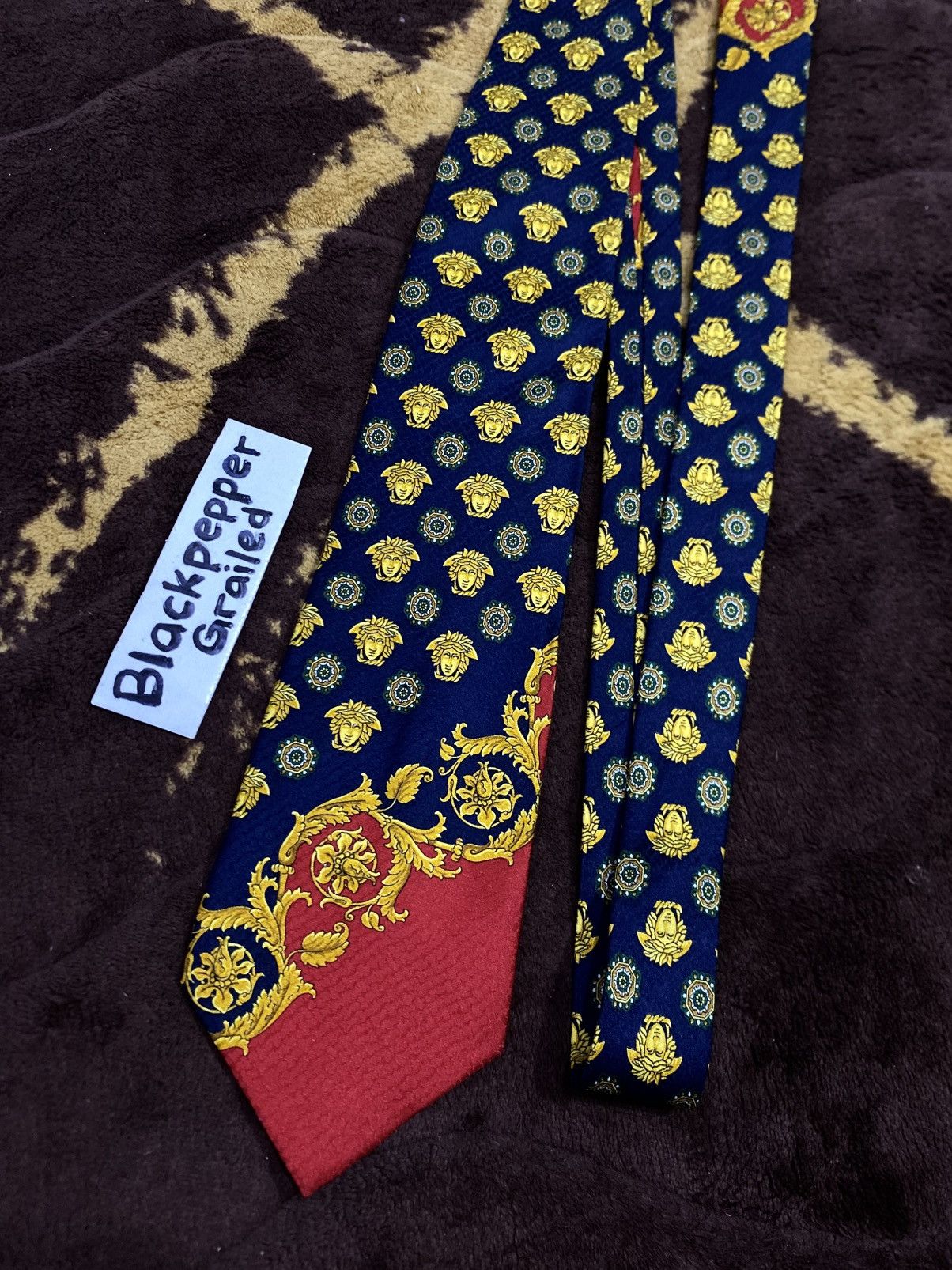 Versace Rare❤️‍🔥 Gianni Versace Baroque Medusa Logo Tie Luxury Italy Size ONE SIZE - 2 Thumbnail