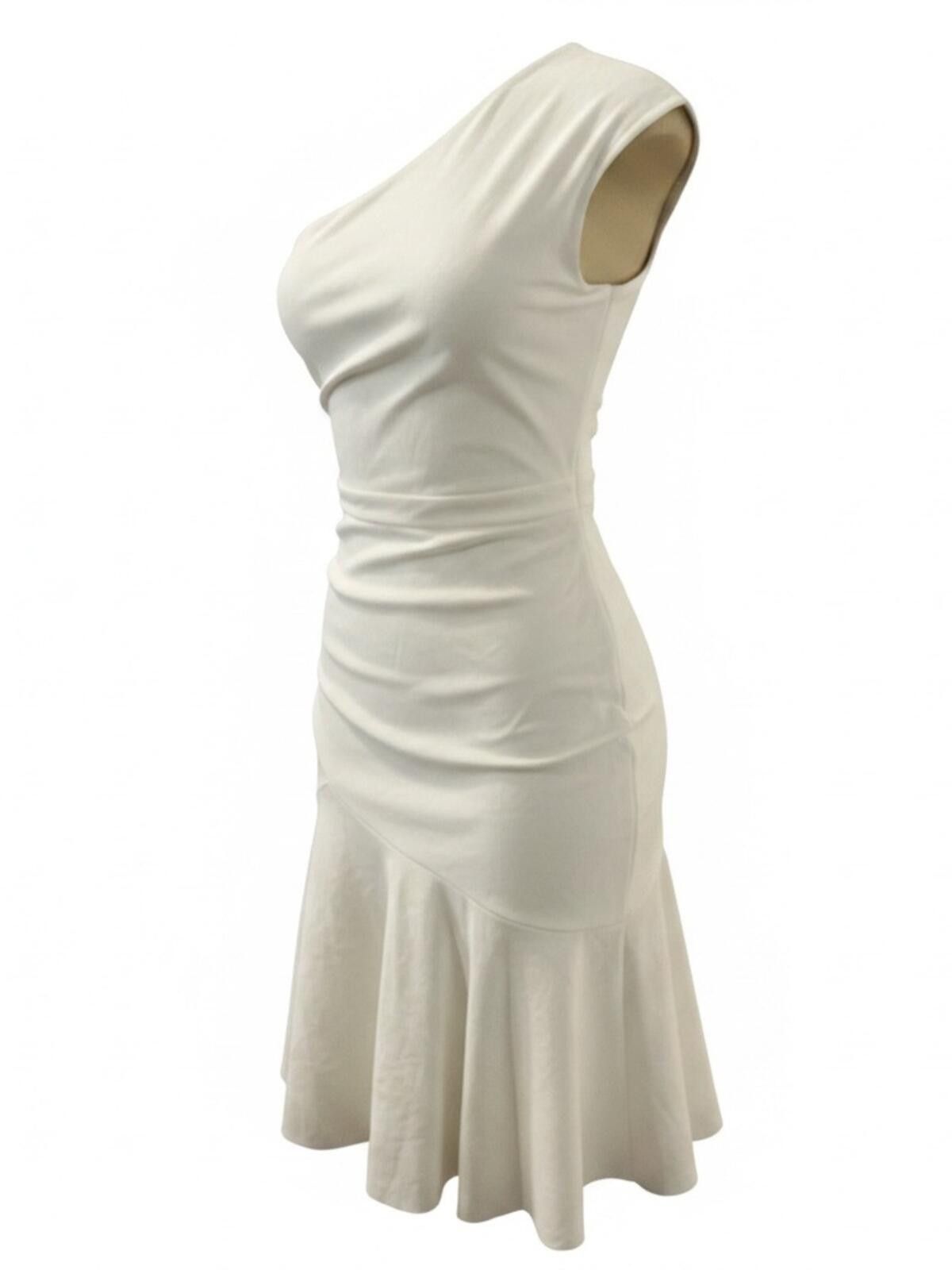 Aquascutum NWT Aqua Asymmetric One-Shoulder Off White Dress Size S / US 4 / IT 40 - 6 Thumbnail