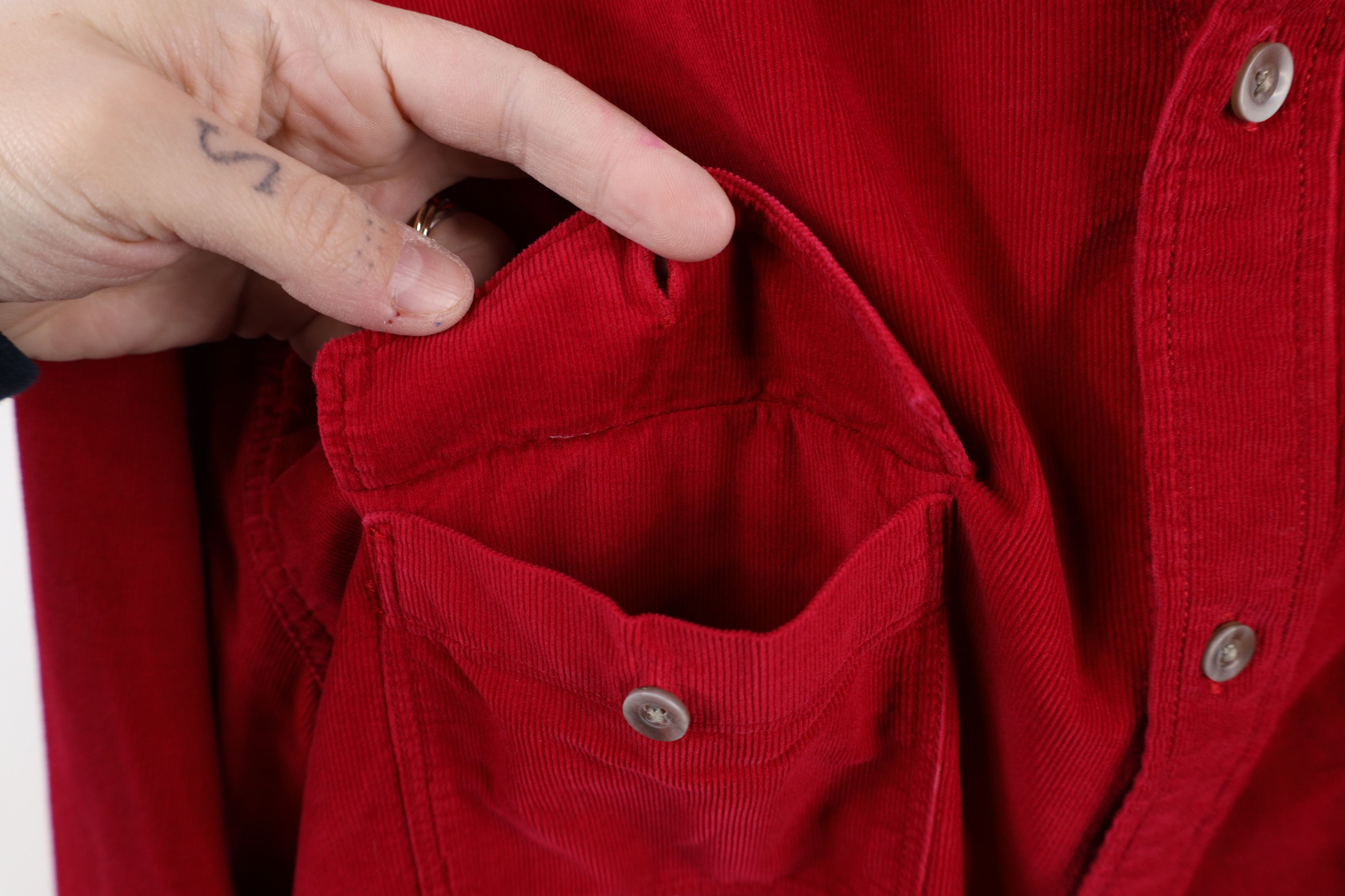 Lands' End × Vintage Vintage Lands End Corduroy Collared Button Shirt Red Cotton Size US L / EU 52-54 / 3 - 6 Thumbnail