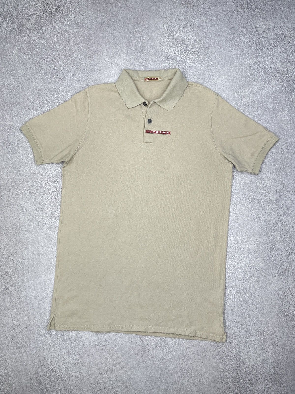 Prada Vintage Prada Red Tab Polo Shirt Beige Italy Size L Size US L / EU 52-54 / 3 - 2 Thumbnail