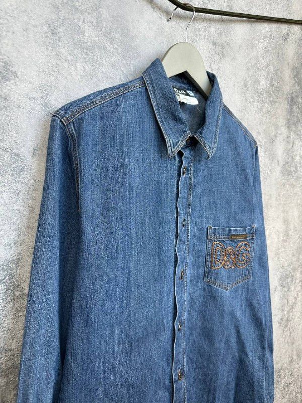 Dolce & Gabbana D&G Dolce & Gabbana Denim Shirt Vintage Logo Pocket Slim Fit Size US L / EU 52-54 / 3 - 3 Thumbnail