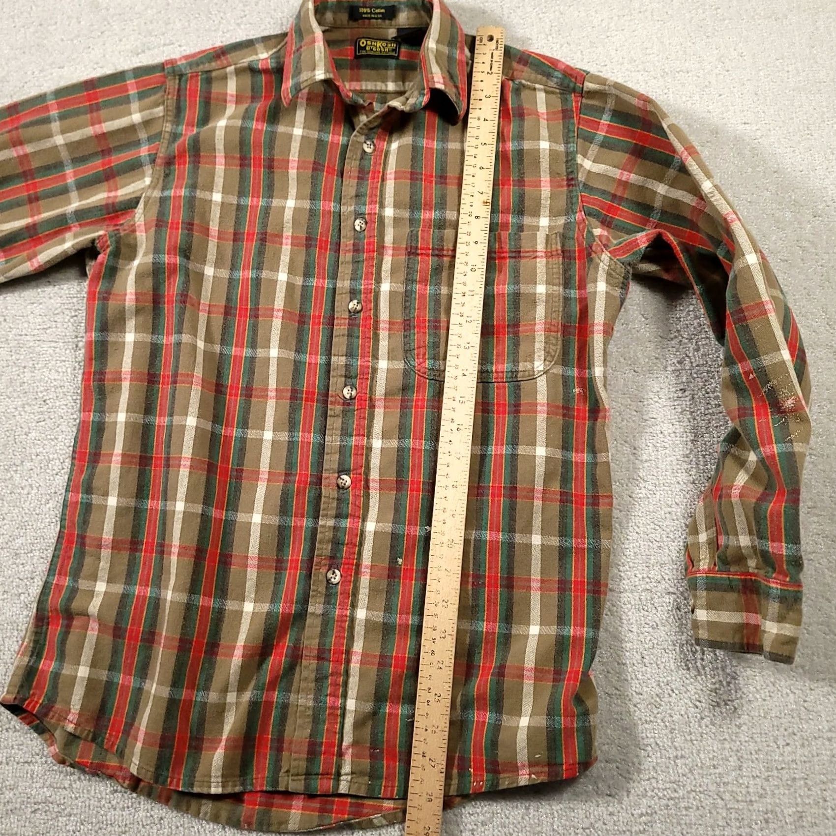 Vintage VINTAGE OshKosh B’Gosh Flannel Shirt Plaid Green Re Mens MT Tall Grunge Size US M / EU 48-50 / 2 - 5 Thumbnail