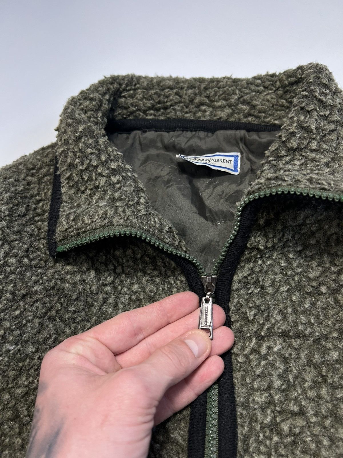 Vintage Very Rare 80s Yves Saint Laurent Fleece Teddy Zip Jacket Size US XL / EU 56 / 4 - 8 Thumbnail