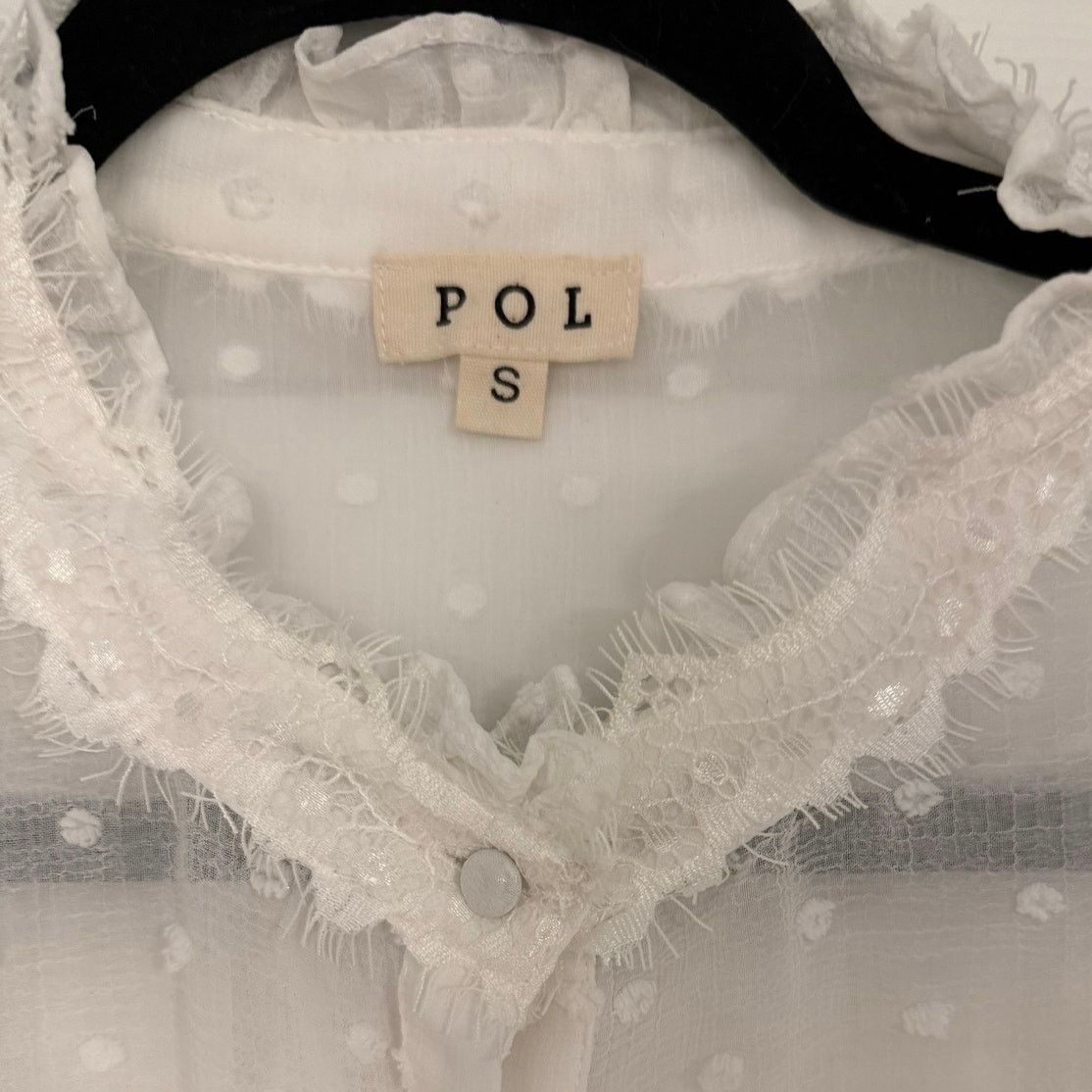 Other POL Swiss Dot Boho Cottagecore White Ruffle Lace Top NWOT Size S / US 4 / IT 40 - 3 Thumbnail