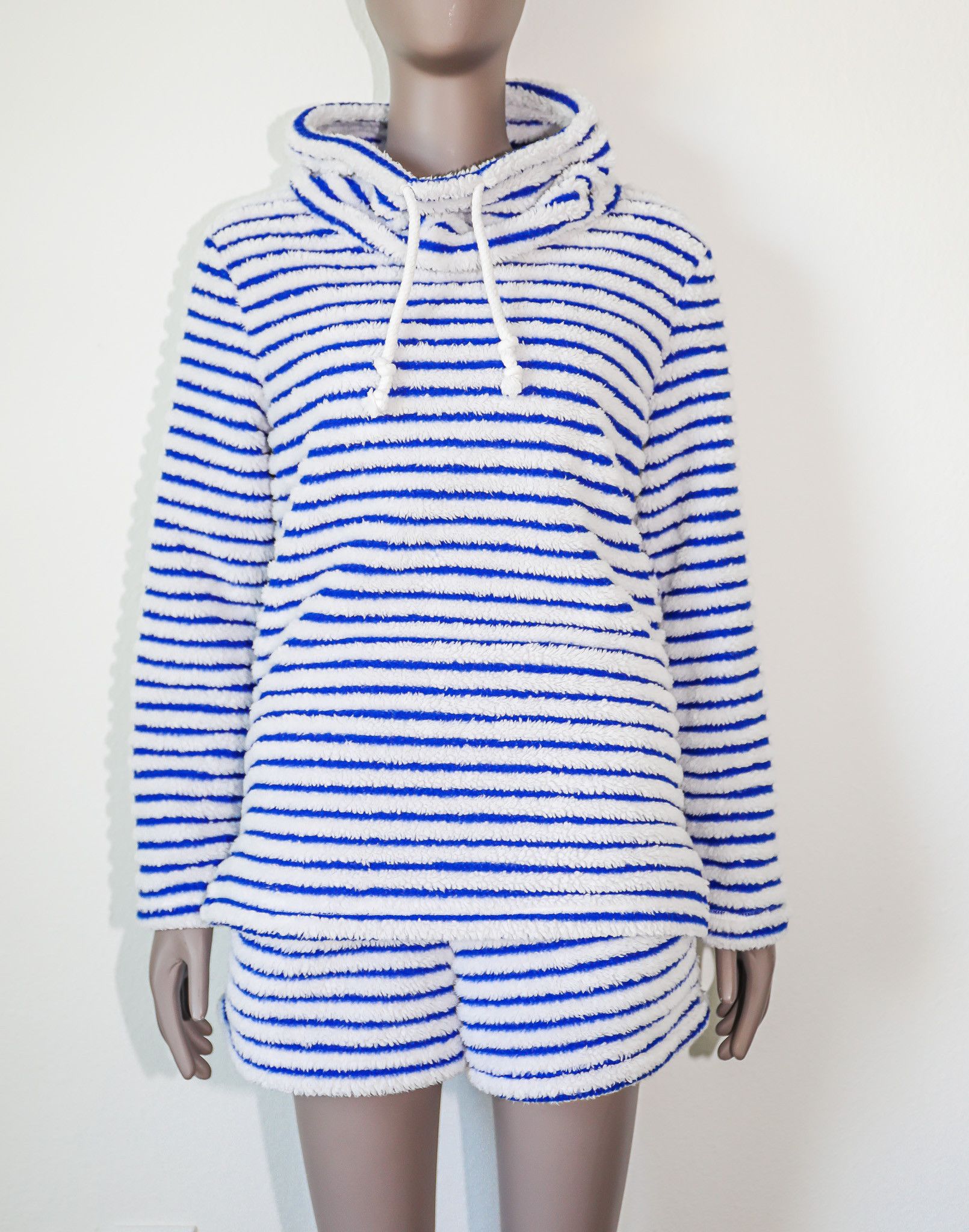 Vintage Blue & White Striped Loungewear Matching Cozy Soft Set Size S / US 4 / IT 40 - 1 Thumbnail