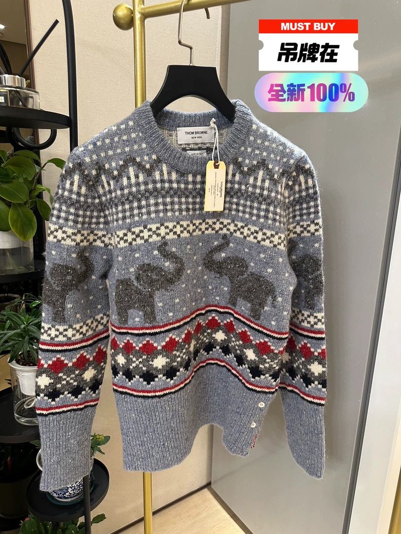 Thom Browne Thom Browne Elephant pattern diamond haze blue pullover s Size XS / US 0-2 / IT 36-38 - 1 Thumbnail