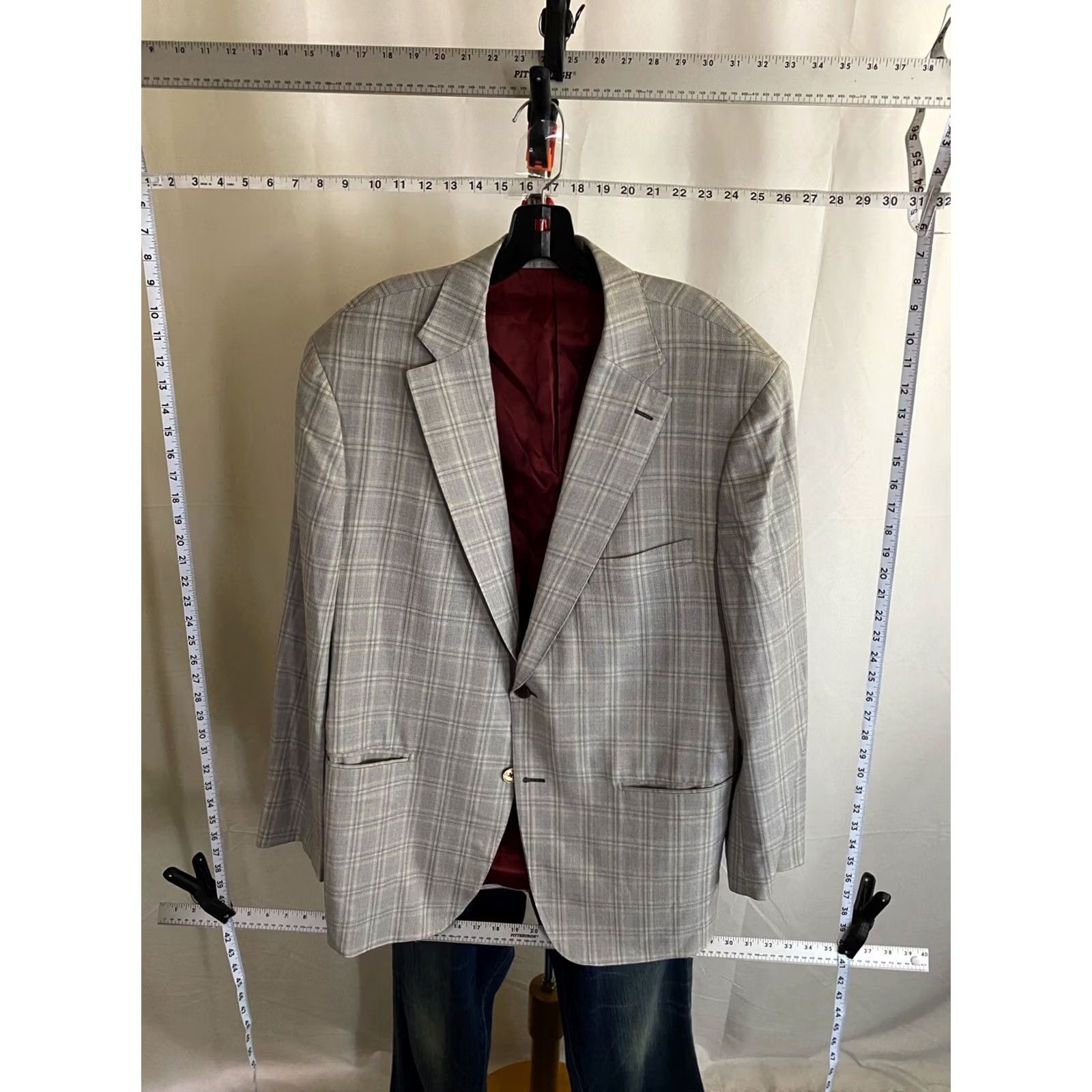 Vintage Gentlemans Cooperative Jacket Blazer 44L Mens Plaid Wool Coat Coat 44L Sharp 90s Event Theme Size 44R - 3 Thumbnail