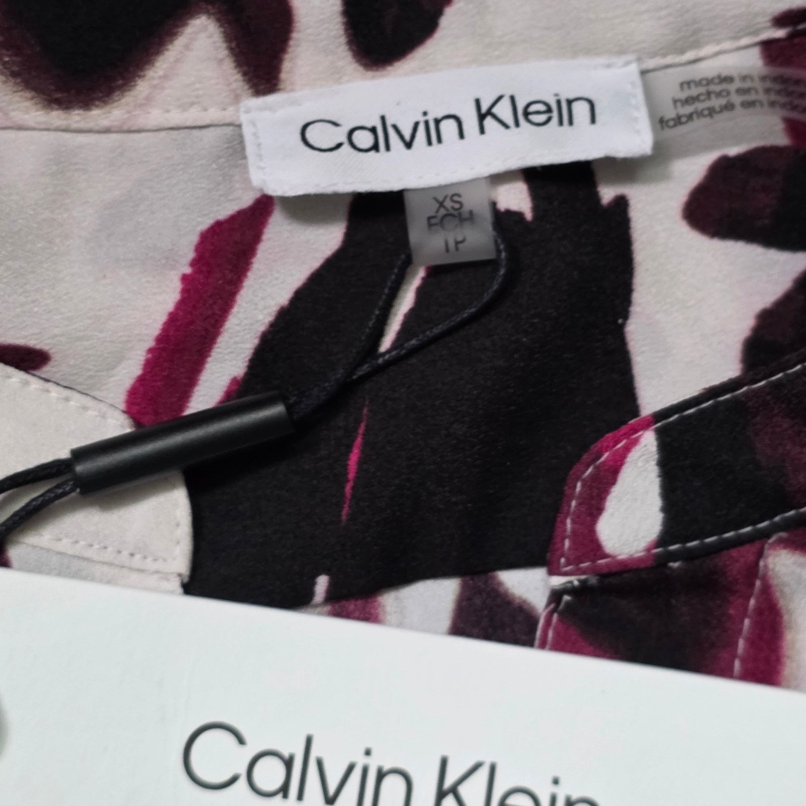 Calvin Klein CK Smock Yoke Chiffon Button-Front Tie Blouse Women’s XS Size XS / US 0-2 / IT 36-38 - 3 Thumbnail