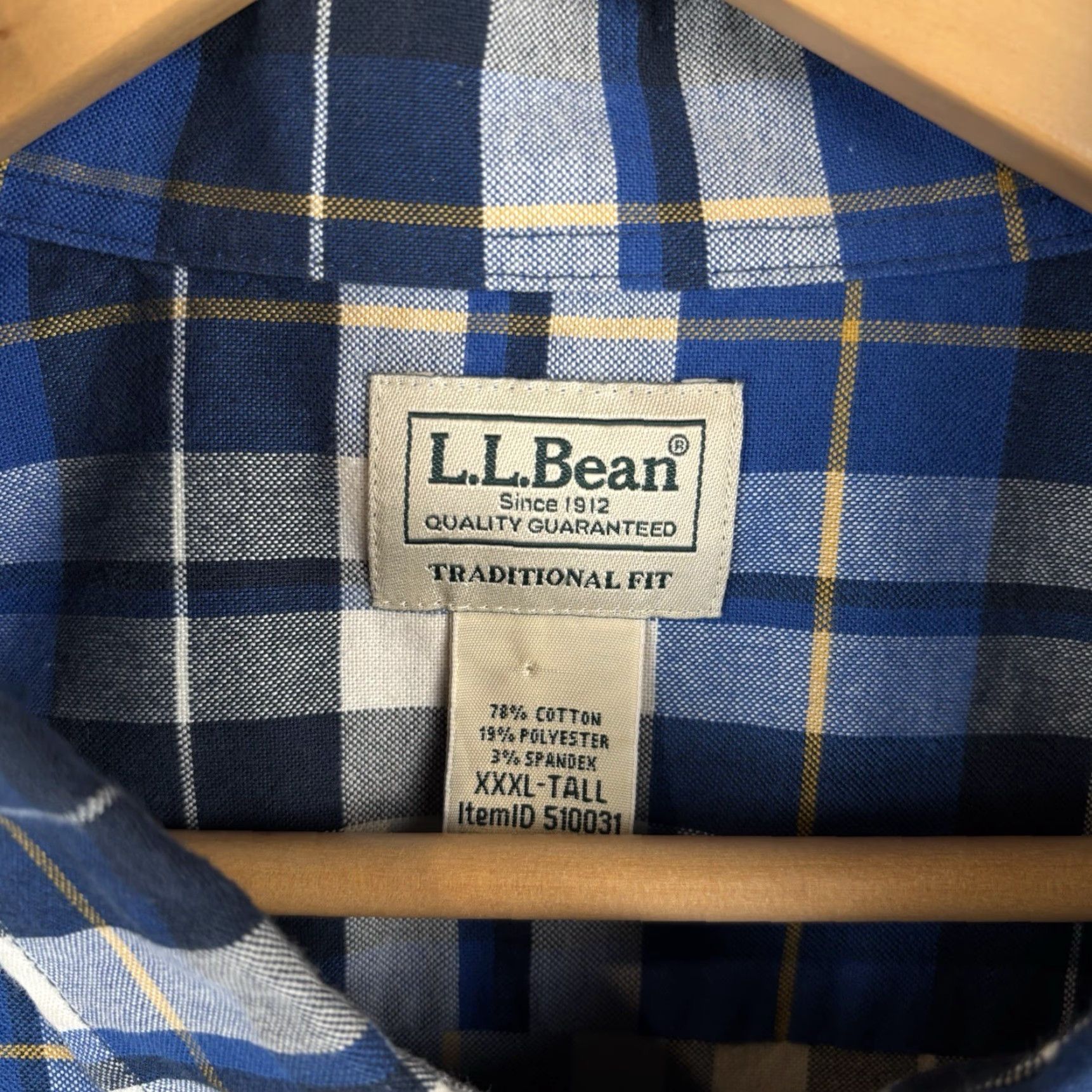 Vintage VINTAGE LL Bean? (No, not vintage) LL Bean Comfort Stretch Oxford Shirt Mens 3XL Tall Blue Plaid Untucked Size US XXL / EU 58 / 5 - 3 Thumbnail