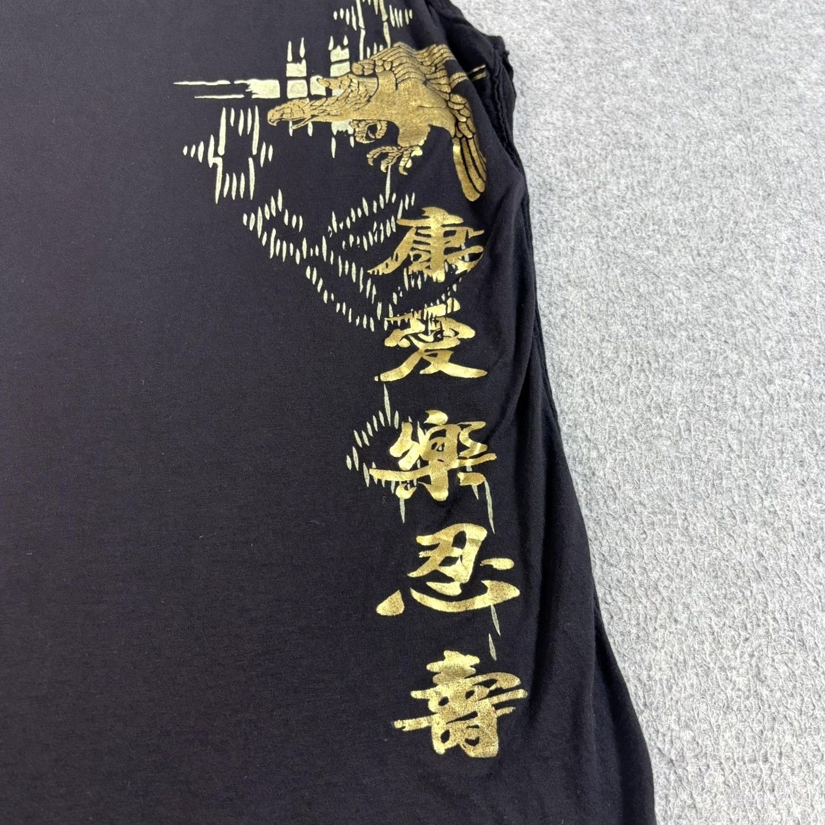 Vintage Da-Nang Dress Women Large Black Jersey Gold Graphic Eagle Asian Script Y2K Tank Size L / US 10 / IT 46 - 5 Thumbnail