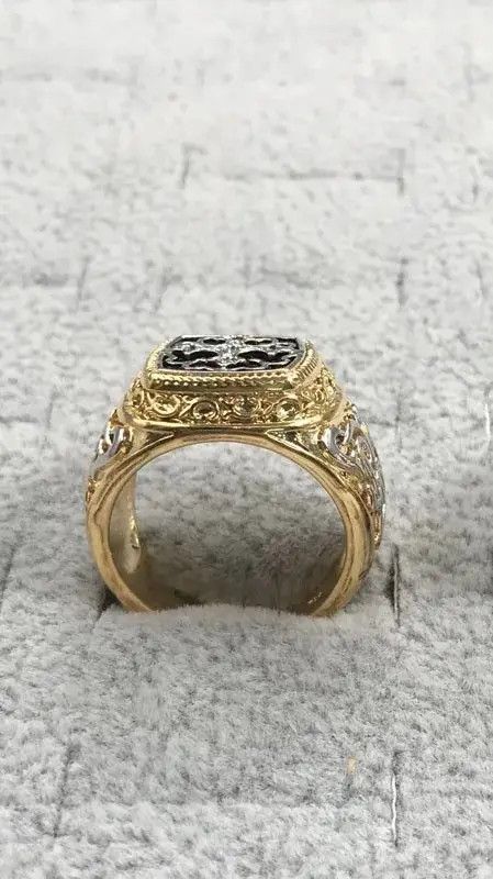 Jewelry × Vintage Punk Carved Pattern Rings Cross Hollow Design Geometry Size ONE SIZE - 3 Thumbnail