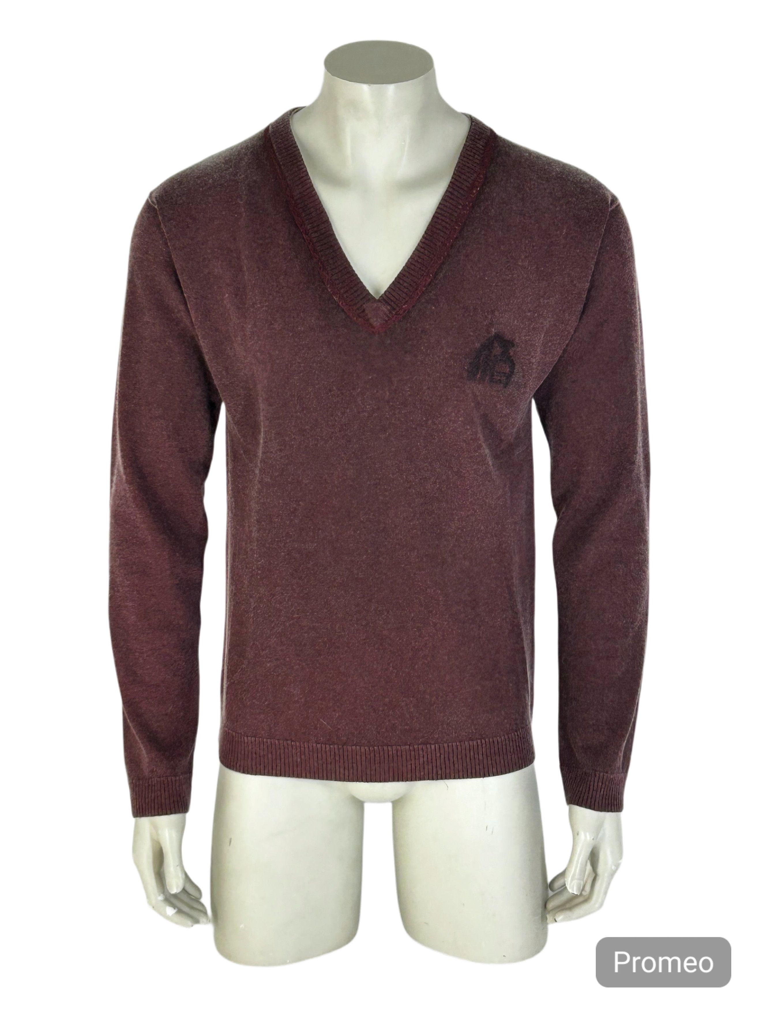 John Galliano John Galliano Burgundy Cashmere V-Neck Knitwear Size US XL / EU 56 / 4 - 1 Thumbnail