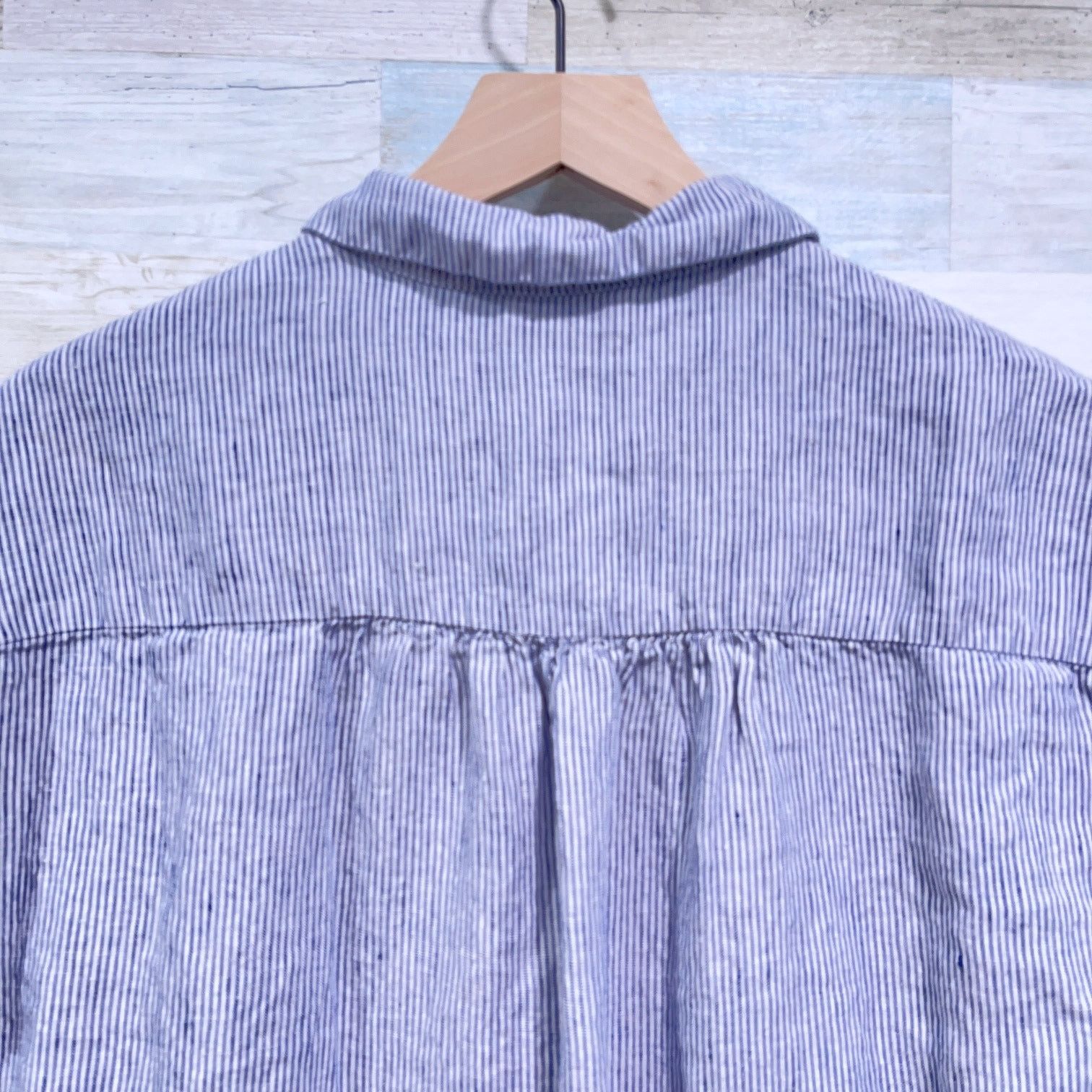 Elie Tahari Tahari Linen Short Sleeve Shirt Dress Blue White Stripe XS Size XS / US 0-2 / IT 36-38 - 4 Thumbnail