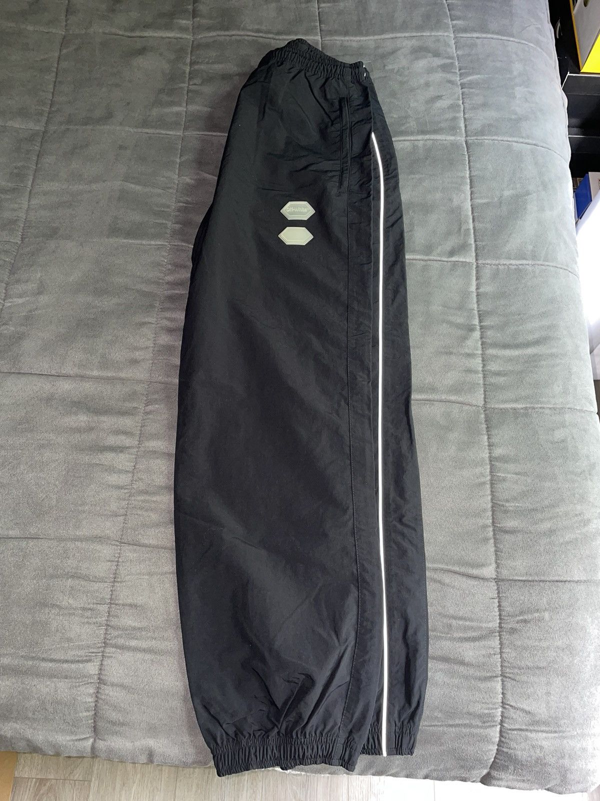 image of Off White Off-White Black Reflective Logo Joggers, Men's (Size 32)