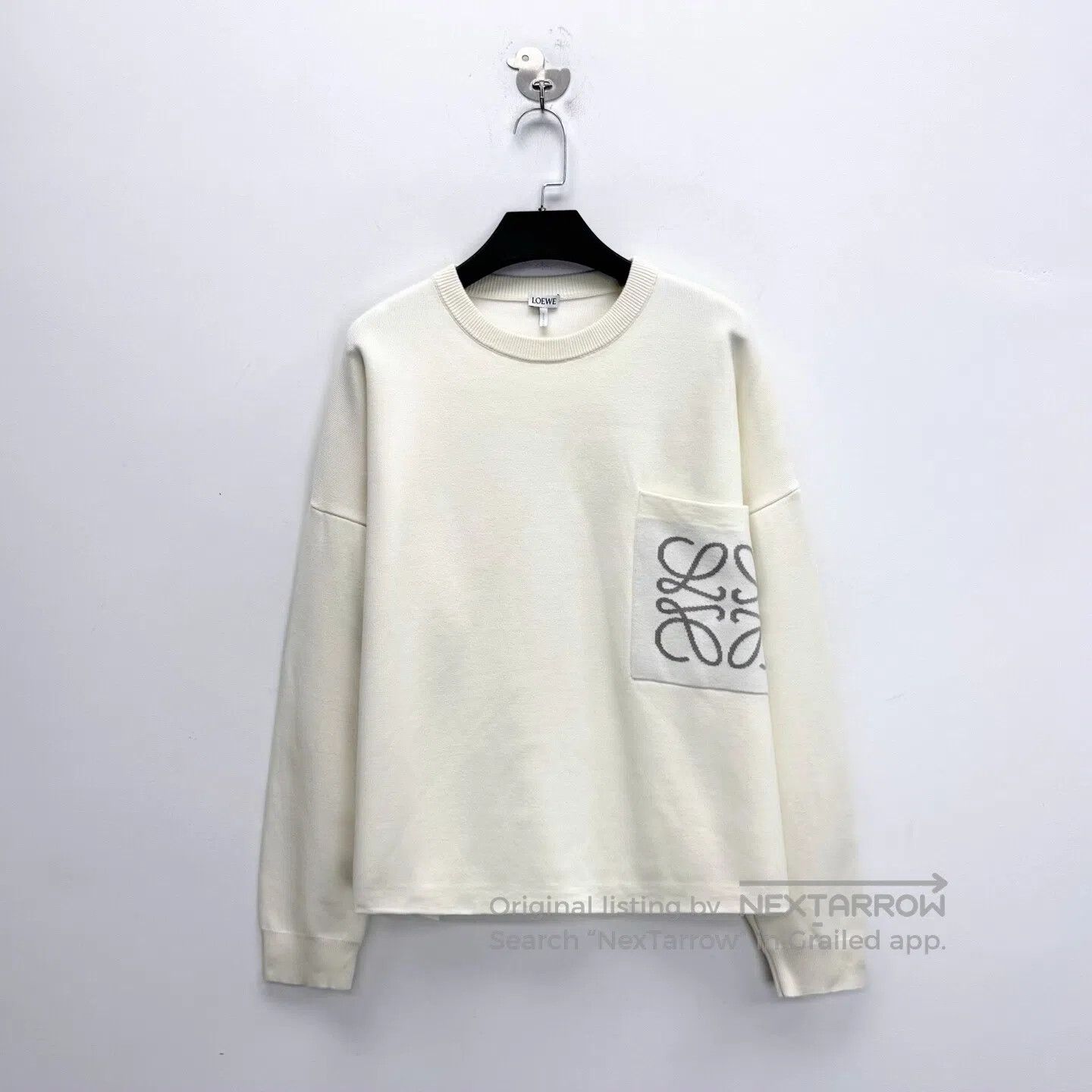 Loewe Loewe SS23 Off-White Intarsia Logo Knit Sweatshirt| Size M / US 6-8 / IT 42-44 - 1 Thumbnail