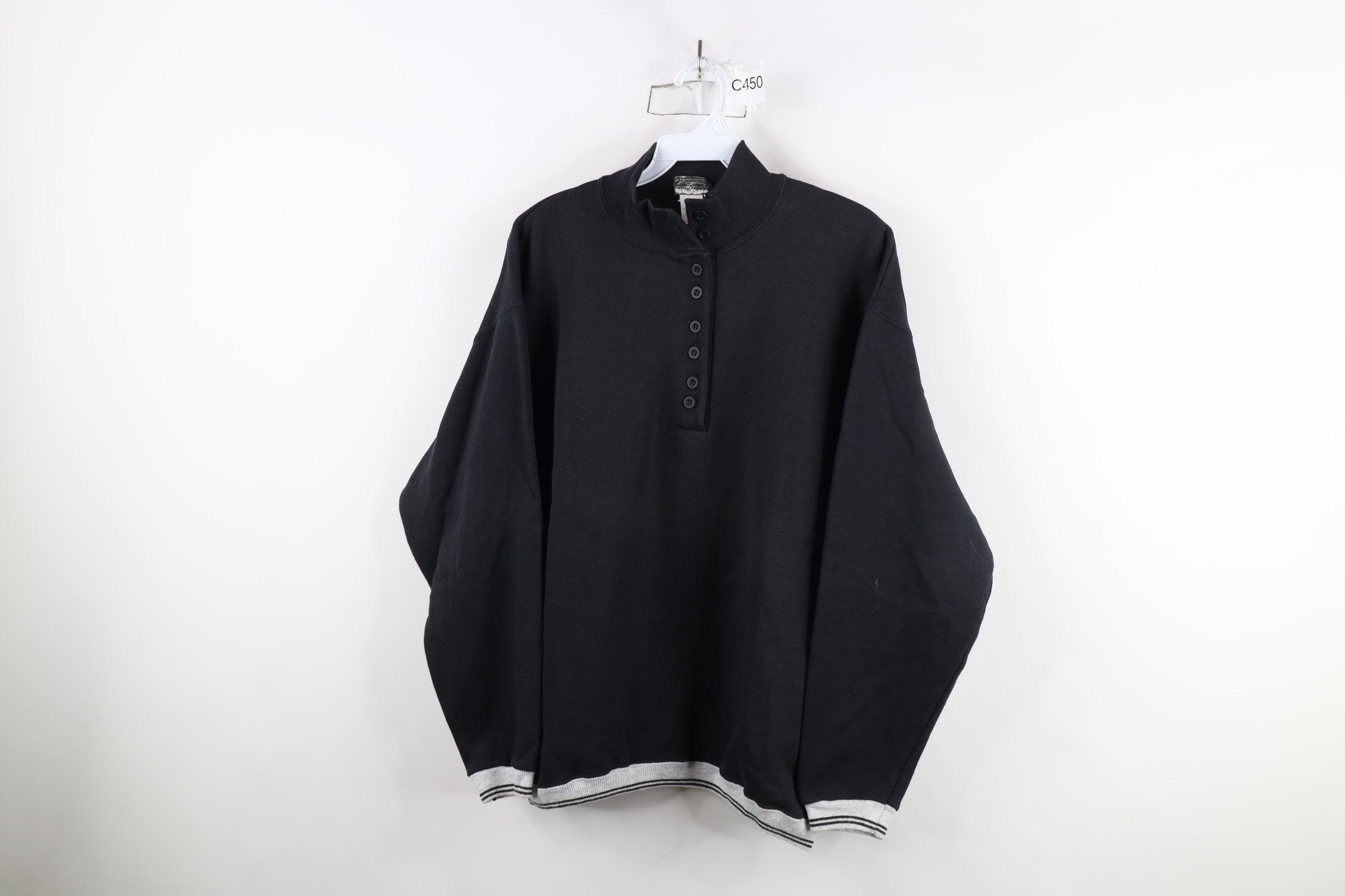Vintage Vintage 80s 90s Streetwear Striped Henley Sweatshirt USA Size M / US 6-8 / IT 42-44 - 1 Thumbnail