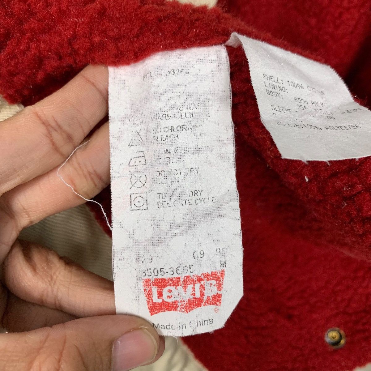 Levi's LEVIS Red Fleece Lined Beige Denim Jacket #1931-C84 Size M / US 6-8 / IT 42-44 - 22 Thumbnail