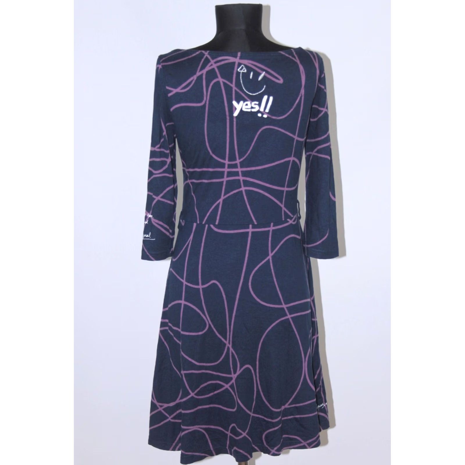 Desigual Desigual womens navy dress purple lines Size M Size M / US 6-8 / IT 42-44 - 5 Thumbnail